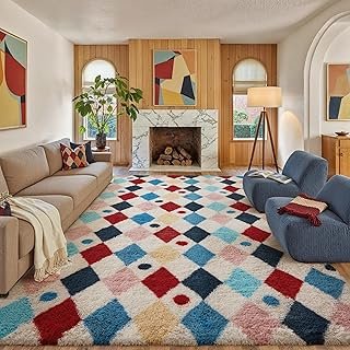 PureCozy Colorful 8x10 Area Rug for Living Room Washable Non Slip Neutra...