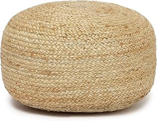 REDEARTH · Jute Circular Low Pouf Ottoman - Braided Pouffe Accent Sittin...