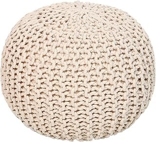 REDEARTH · Round Pouf Ottoman - Cable Knitted Boho Poof - Home Décor Cor...