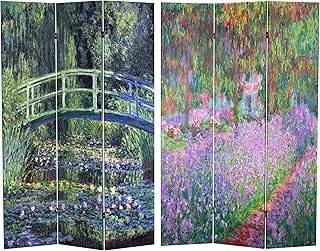 Red Lantern 6 ft. Tall Double Sided Works of Monet Canvas Room Divider -...