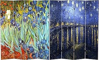 Red Lantern 6 ft. Tall Double Sided Works of Van Gogh Canvas Room Divide...