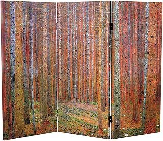 Red Lantern Double Sided Works of Klimt Room Divider - Tannenwald/Farm G...