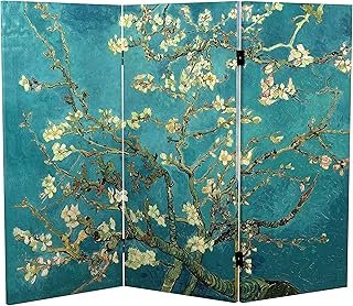 Red Lantern Double Sided Works of Van Gogh Canvas Folding Screen - Almon...