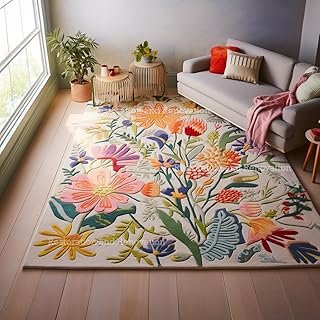 Restoration and Renovation Handmade Wool Floral Area Rug for Living Room...