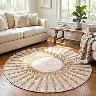 Restoration and Renovation Round Jute Rug – Handwoven Natural Fiber Acce...