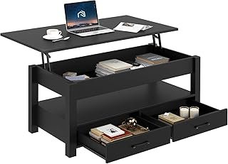 Rolanstar Coffee Table, Lift Top Coffee Table with Drawers and Hidden Co...