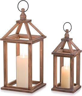 Romadedi Farmhouse Wood Candle Lantern - 12