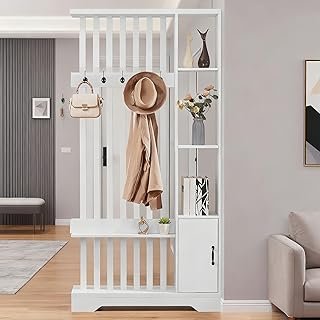 Room Divider with Shelves, Wall Room Divider Bookshelf, Freestanding Woo...