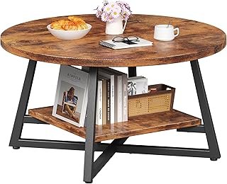 Round Coffee Table, Small Circle Coffee Table with Storage, Modern Wood ...