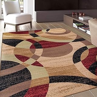 Rugshop Contemporary Abstract Circles Perfect for high Traffic Areas of ...