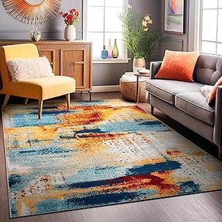 Rugshop Sky Collection Abstract Area Rug, Fade-Resistant Carpet for Open...