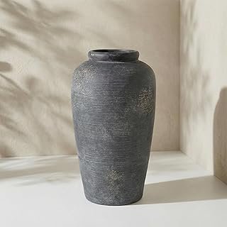 Rustic Distressed Ceramic Threaded Vase, 11