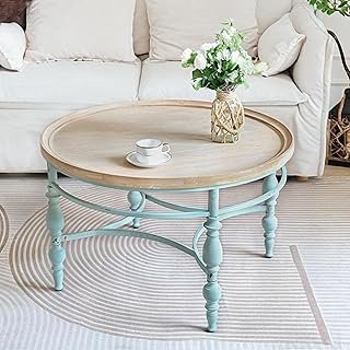 Rustic Farmhouse Round Coffee Table, French Country Vintage Center Table...