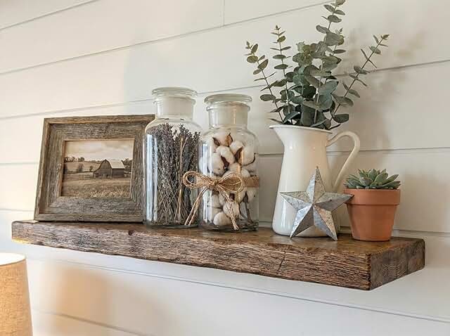 Rustic Floating Shelves for Wall - Solid Wood Oak Floating Shelf, Thick ...
