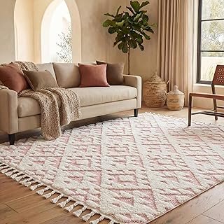 SAFAVIEH Area Rug 8x10 - Moroccan Tassel Shag Collection - Large - Ivory...