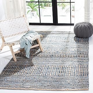 SAFAVIEH Cape Cod Collection Accent Rug - 4' x 6', Natural & Blue, Handm...