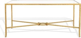 SAFAVIEH Couture Collection Tauri Brass Metal Glass Top Rectangle Coffee...