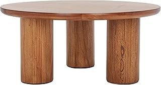 SAFAVIEH Home Collection Mork Modern Rustic Natural 3-Leg Round Wood Cof...