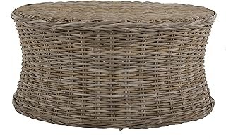 SAFAVIEH Home Collection Ruxton Natural Rattan Round Coffee Table Ottoman