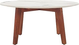 SAFAVIEH Home Collection - Ulmani White Faux Marble Round Top & Walnut B...
