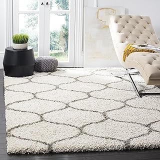 SAFAVIEH Hudson Shag Collection Area Rug - 6' x 9', Ivory & Grey, Morocc...