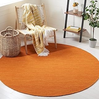 SAFAVIEH Kilim Collection 6' Round Orange KLM850P Handmade Premium Wool ...