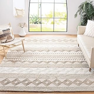 SAFAVIEH Natura Collection Area Rug - 8' x 10', Beige & Ivory, Handmade ...