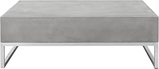 SAFAVIEH Outdoor Collection Eartha Modern Dark Grey Concrete Coffee Tabl...