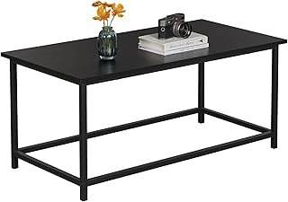 SAYGOER Black Coffee Table Simple Modern Rectangular Center Table Open S...
