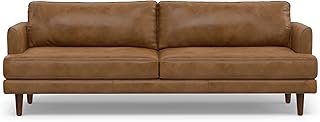 SIMPLIHOME Livingston Sofa - 90 inch Wide Top Grain Genuine Leather Sofa...