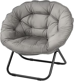 Saucer Chairs, Comfy Folding Cozy Faux Fur Living Room Reading Lounge Ch...
