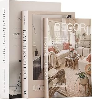 Set of 3 Decorative Books for Home Decor,Stylish Fake Books for Decorati...