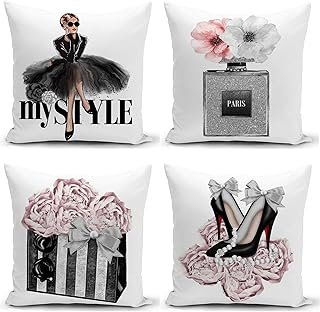 Set of 4 18x18 Pink Throw Pillow Covers Couch Bed Decorative Pillow Cove...