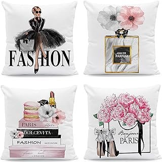 Set of 4 Throw Pillow Covers 18x18 Fashion Cute Decorative Pillow Covers...