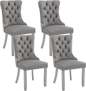 Shenyon Velvet Dining Chairs Set of 4, Kitchen & Dining Room Chairs, Uph...