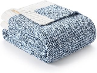 Snuggle Sac Blue Throw Blankets for Couch, Reversible Super Soft Warm Bl...