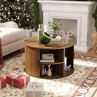 SoarFlash 31.5 Inch Fluted Coffee Table with Storage, Mid Century Modern...