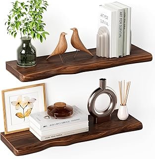 Solid Wood Live Edge Floating Shelves Set of 2 – 24
