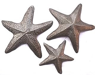 Starfish, Set of 3, Sea Life Nautical Home Decor, Recycled Wall Art 8x8 ...