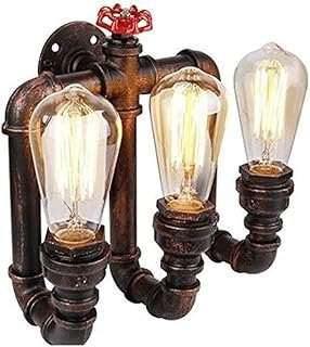 Steampunk Pipe Wall Sconce Industrial Vintage Water Pipe Wall Lamp, Rust...