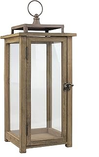 Stonebriar 18 Inch Rustic Wooden Candle Hurricane Lantern, For Table Top...