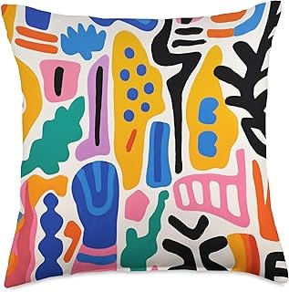 Summer Abstract Matisse Boho Colorful Pattern Throw Pillow