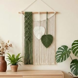 SunsprieJoy Macrame Wall Hanging, Boho Wall Decor Handmade Yarn Woven Le...
