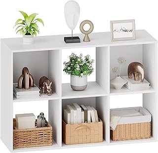 Sweetcrispy 6 Cube Storage Organizer - Open Cube Bookshelf with 3 Remova...