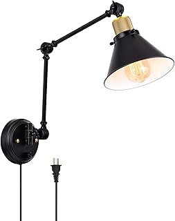 TRLIFE Wall Sconce Plug in, Dimmable Wall Sconce with Switch Swing Arm W...