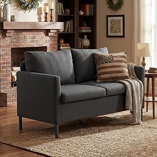 TYBOATLE Linen Fabric Modern Small Loveseat Sofa Couch for Living Room, ...