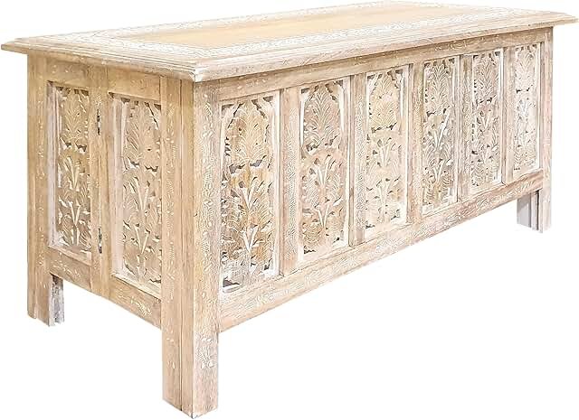 The Wooden Town Rectangular Coffee Table – 36x18 Inch White Wash Finish ...