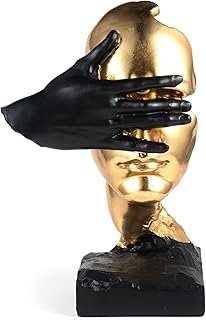 Thinker Statue-Silence is Gold-Abstract Art Figurine Decor - No Hear No ...