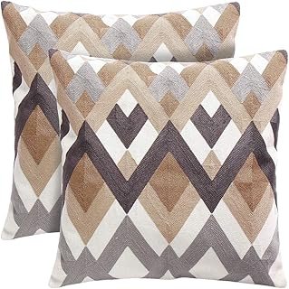 Throw Pillow Covers for Couch Living Room 18x18 inches Set of 2 Full Emb...