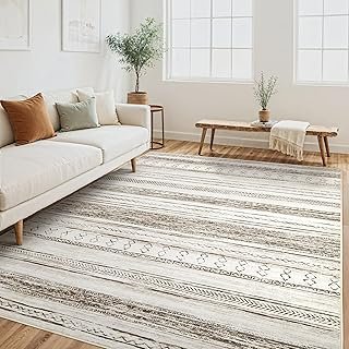 Tortania Area Rug Living Room Rugs - 5x7 Washable Large Soft Neutral Boh...